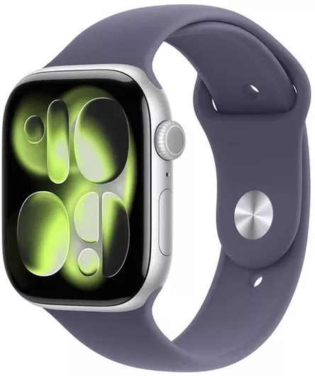Apple Watch Series 11 Cellular Aluminium 42mm Αδιάβροχο με eSIM & Παλμογράφο (Silver Aluminium Case with Purple Fog Sport Band - S/M)
