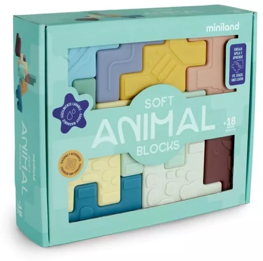 Miniland Τουβλάκια Rubber Animal για 1.5+ Ετών 10τμχ 46020