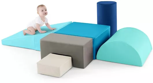 Costway Σετ Αναρρίχησης Σκαρφαλώματος 6 Τεμαχίων Παιδιά Μαλακά Μπλοκ Αντιολισθητική Βάση Fh10099ny