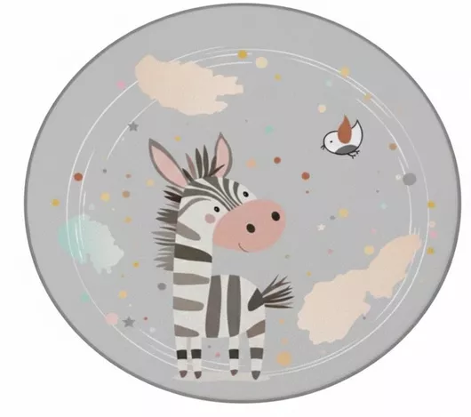 Στρογγυλό Παιδικό Χαλί Ζέβρα "Zebra Funk" – Μαλακό 3cm Ø120 cm
