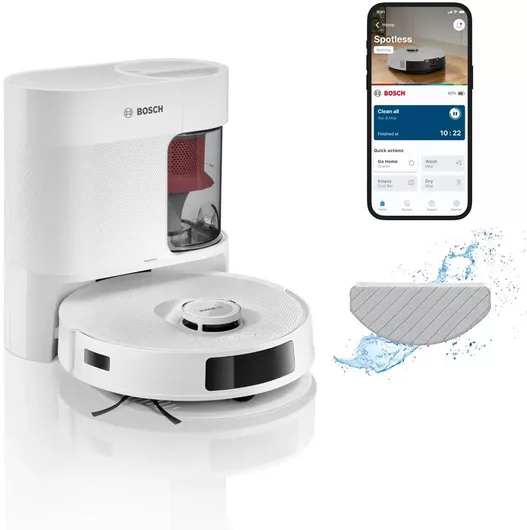 Bosch Spotless Advanced + Σκούπα Ρομπότ για Σκούπισμα & Σφουγγάρισμα με Wi-Fi Λευκό