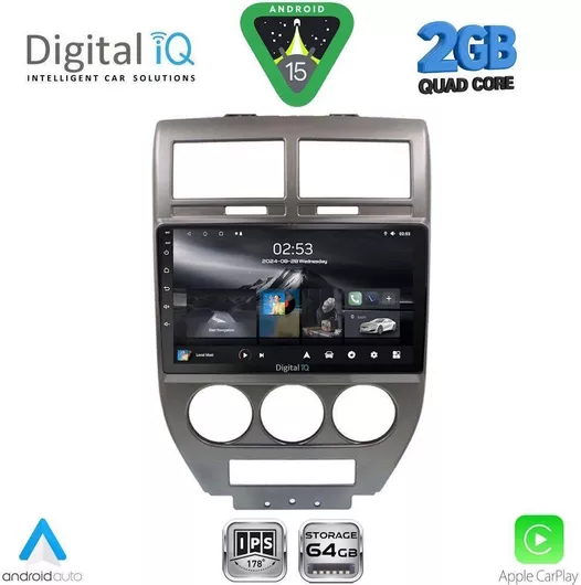 Digital IQ 1276_CPA Ηχοσύστημα Αυτοκινήτου για Jeep Compass/Patriot 2007-2016 Bluetooth/USB/WiFi/GPS/Apple-Carplay/Android-Auto με Οθόνη Αφής 10" RSD