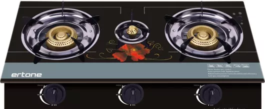Ertone Ertone Επιτραπέζια Εστία Υγραερίου Τριπλή Μαύρο