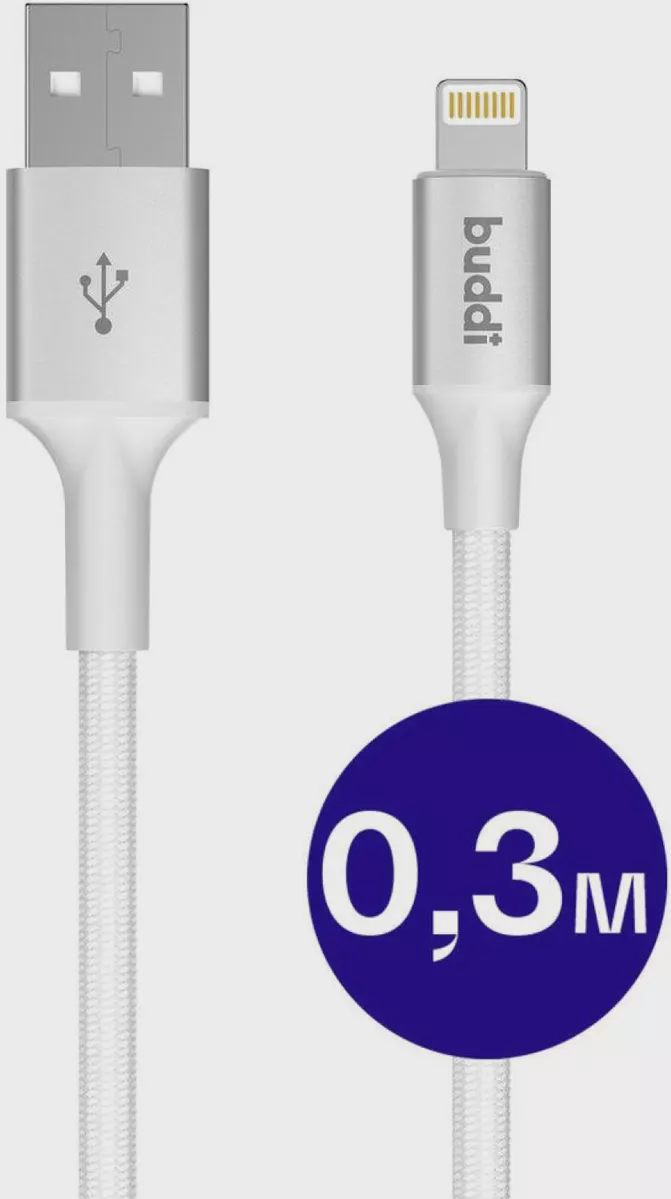 Buddi Flex Καλώδιο Lightning σε USB-A 12W 30cm Λευκό