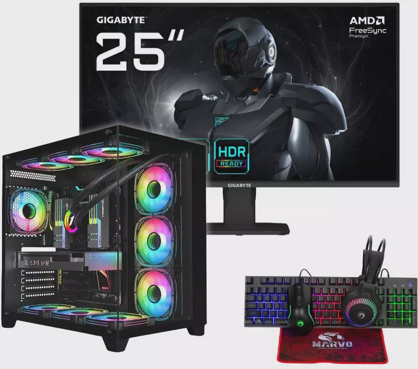 Vengeance Nitro-X55 Gaming Desktop Ryzen 5-5500 / 32GB DDR4 / 1.0TB SSD / GeForce RTX 3050 / No OS με Οθόνη Gigabyte GS25F2 25" FHD & Πληκτρολόγιο US
