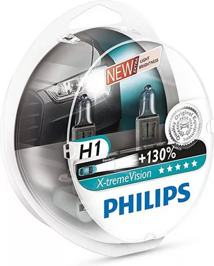 Philips Λάμπες Αυτοκινήτου Αυτοκινήτου X-tremeVision H1 Αλογόνου 3500K Θερμό Λευκό 12V 55W 2τμχ