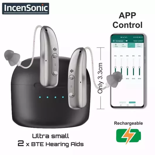 Incensonic R03l1 L&r Pair App Contol Hearing Aids Βτε Wdrc 2 * Ψηφιακά Ακουστικά Βαρηκοΐας Ρυθμιζόμενα Μέσω App 8 Κανάλια Αριστερό & Δεξί Αυτί