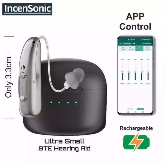 Incensonic R03l1 Left App Contol Hearing Aid Βτε Wdrc Ψηφιακό Ακουστικό Βαρηκοΐας Ρυθμιζόμενο Μέσω App 8 Κανάλια Αριστερό Αυτί