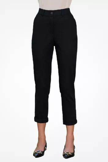 Γυναικείο Ψηλόμεσο Υφασμάτινο Παντελόνι με Λάστιχο Μαύρο