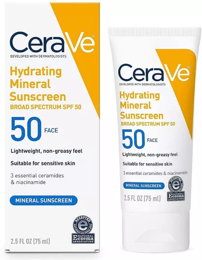 CeraVe Hydrating Mineral Mineral Αντηλιακή Κρέμα Προσώπου SPF50 75ml