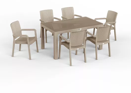 Σετ Τραπεζαρίας Εξωτερικού Χώρου Rio Καπουτσίνο 7τμχ