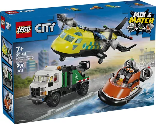 Lego City: Airplane, Service Truck & Hovercraft Remix για 7+ Ετών #60505
