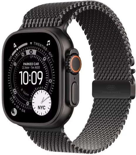 Apple Watch Ultra 3 Titanium 49mm Αδιάβροχο με eSIM & Παλμογράφο (Black Titanium Case with Black Titanium Milanese Loop - Small)