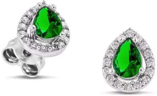 Themelidis Jewels ΣκουλαρίκιαΑσήμι με Πέτρες Πράσινο
