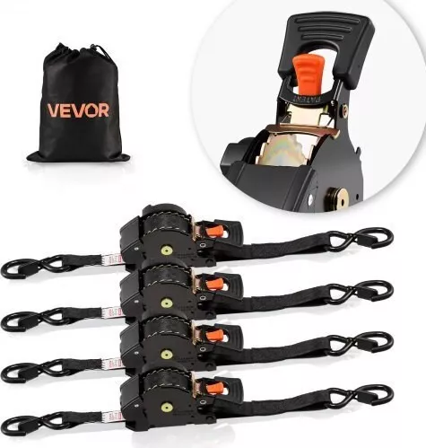 Vevor Ιμάντας Αποσκευών Αυτοκινήτου 2.54x2.54cm με Καστάνια Γκρι 4τμχ