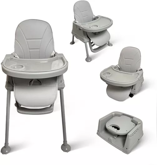 ForAll Moon Καρεκλάκι Φαγητού 3 in 1 με Μεταλλικό Σκελετό & Κάθισμα από Δερματίνη Ανοιχτό Γκρι