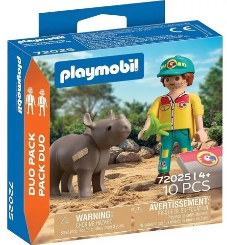 Playmobil Duo Pack Φροντιστής Ζώων & Ρινόκερος για 4 Ετών