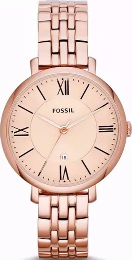 Fossil Γυναικείο Γυναικείο Ρολόι 36mm Μπαταρίας με Ροζ Χρυσό Μεταλλικό Μπρασελέ