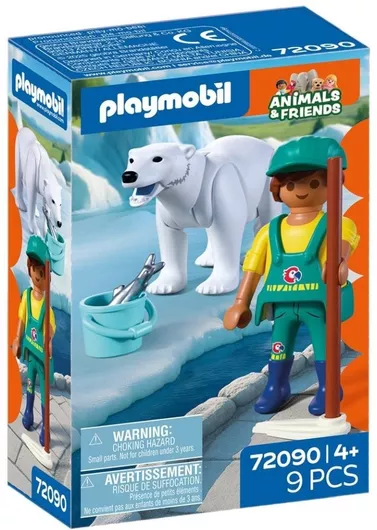 Playmobil Animals & Friends Πολική Αρκούδα & Φροντιστής για 4 Ετών