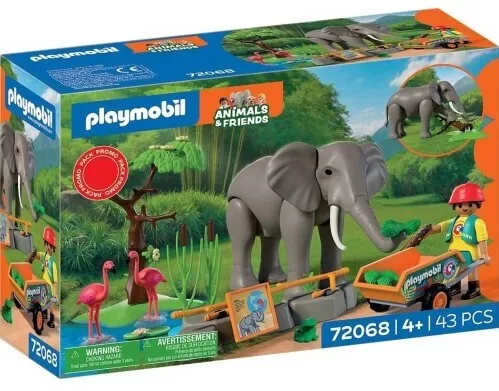 Playmobil Animals & Friends Φροντιστής Ζωολογικού Πάρκου Με Ελέφαντα & Φλαμίνγκο για 4 Ετών