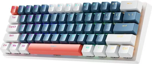 Machenike K500-B61 Gaming Μηχανικό Πληκτρολόγιο 60% με Custom Brown διακόπτες & RGB φωτισμό Αγγλικό US Blue/White