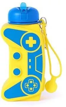 Πτυσσόμενο Παγούρι Μπρελόκ Σιλικόνης 550ml Gamepad Κιτρινο