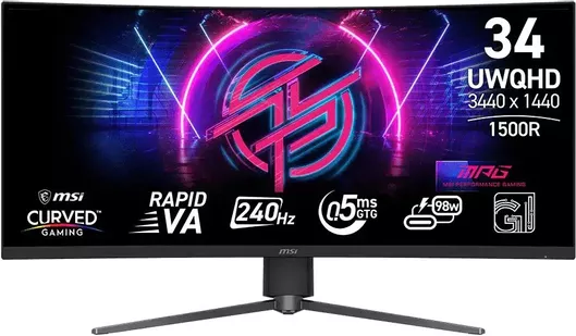 MSI MPG 346CQRF X24 Ultrawide Curved Οθόνη Υπολογιστή 34" QHD 3440x1440 240Hz  0.5ms GTG