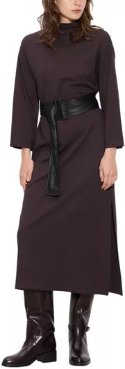 Maxi Σεμιζιέ Φόρεμα Δερμάτινο Κρουαζέ Καφέ