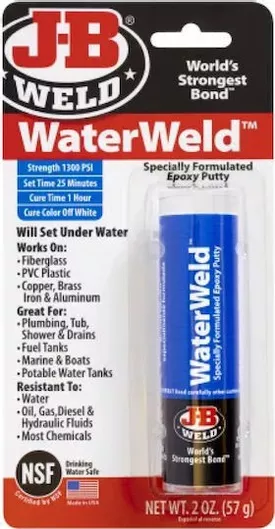 J-B WELD Waterweld Εποξική Κατασκευαστική Κόλλα 2 Συστατικών Λευκό 57gr