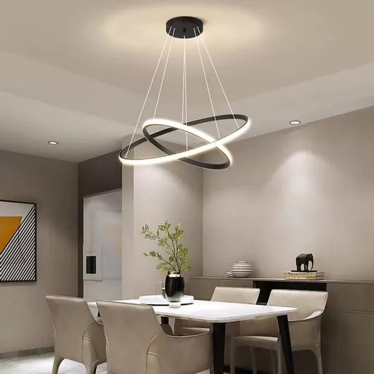 Powertech Κρεμαστό Φωτιστικό Μαύρο LED με Φυσικό Λευκό Φως 60x60x120cm