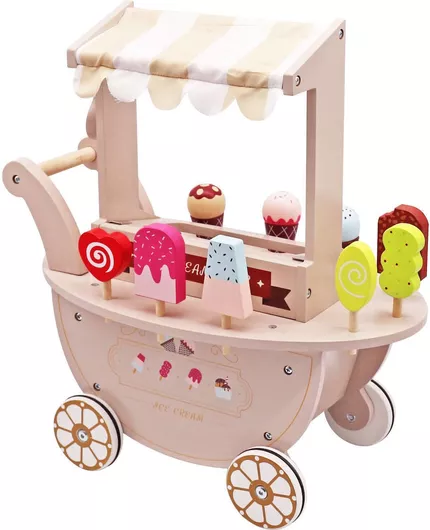 Joyland Παγωτατζίδικο Τρόλεϊ Pop από Ξύλο για 3+ Ετών 44 cm
