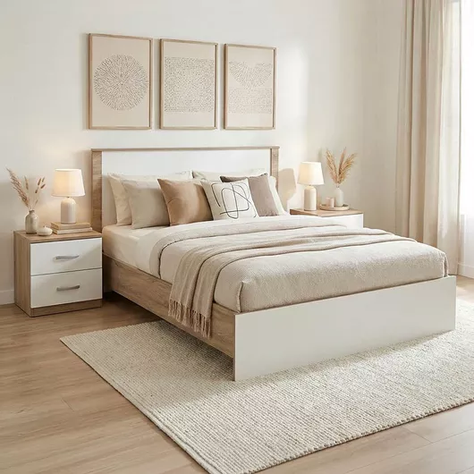 Σετ Κρεβατοκάμαρας Athos Sonoma Λευκό με Τάβλες 140x200cm 3τμχ