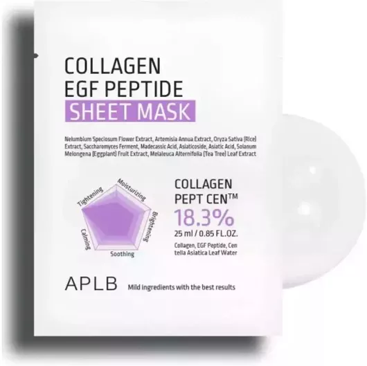 APLB Collagen Egf Peptide Sheet Μάσκα Προσώπου Προσώπου για Σύσφιξη / Ενυδάτωση Με Centella Asiatica 25ml