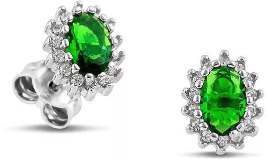 Themelidis Jewels ΣκουλαρίκιαΑσήμι με Πέτρες Πράσινο
