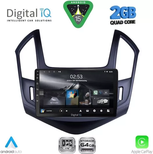 Digital IQ Ηχοσύστημα Αυτοκινήτου για Chevrolet Cruze 2013-2015 (Bluetooth/USB/WiFi/GPS/Apple-Carplay/Android-Auto) με Οθόνη Αφής 9"