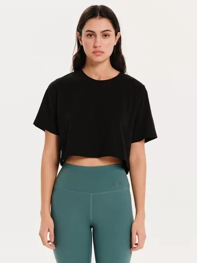 Γυναικείο Αθλητικό Crop T-shirt Μονόχρωμο