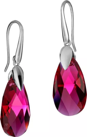 Crystals ΣκουλαρίκιαΑσήμι με Πέτρες Φούξια