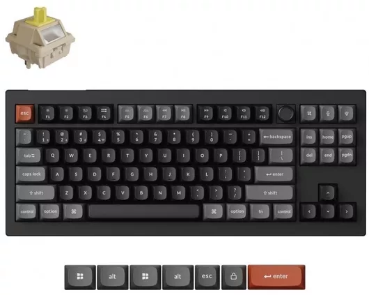 Keychron V3 Ultra 8K Ασύρματο Gaming Μηχανικό Πληκτρολόγιο με Keychron Silk POM Banana διακόπτες & RGB φωτισμό Αγγλικό US
