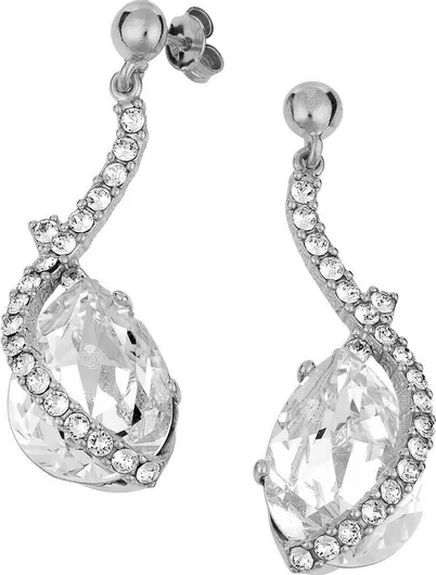 Exis Jewellery Σκουλαρίκια ΚρεμαστάΑσήμι με Πέτρες
