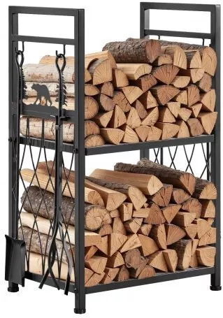 Vevor Ξύλινο Ράφι Αποθήκευσης Ξύλων 45.5x33x76.5cm Γκρι