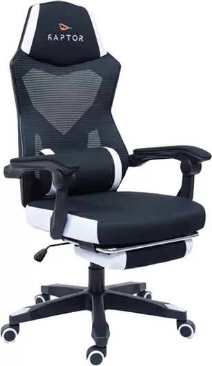 Raptor-Gaming Venom Καρέκλα Gaming Δερματίνης με Υποπόδιο Λευκό