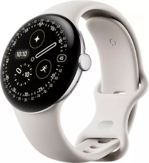 Google Pixel Watch 4 Aluminium 41mm με Παλμογράφο (Polished Silver Aluminium Case/Porcelain Active Band)