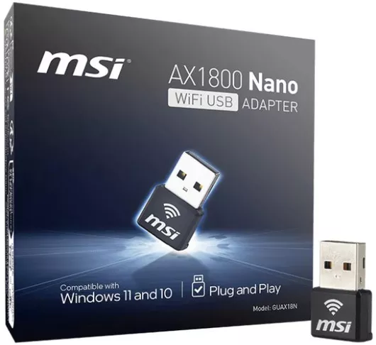 MSI AX1800 Αντάπτορας Δικτύου USB με Ασύρματη Σύνδεση Wi-Fi 1775Mbps