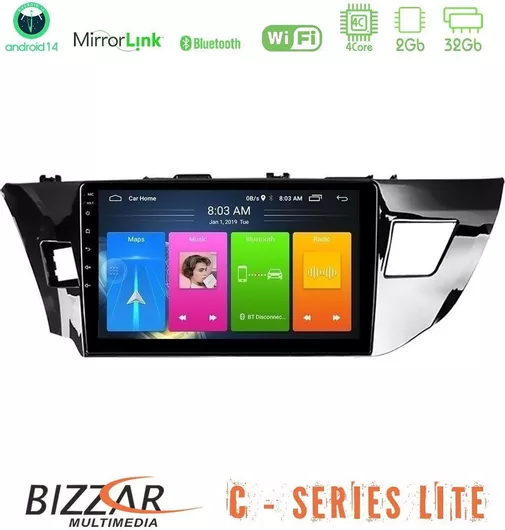 Bizzar Ηχοσύστημα Αυτοκινήτου για Toyota Corolla 2014-2016 (Bluetooth/USB/AUX/WiFi/GPS/Apple-Carplay/Android-Auto) με Οθόνη Αφής 9"