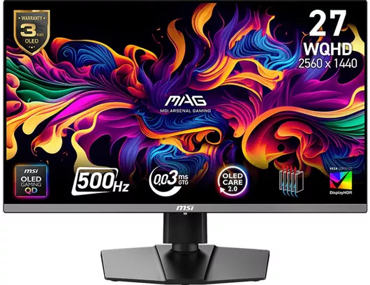 MSI 272QP QD-OLED X50 QD-OLED HDR Gaming Οθόνη Υπολογιστή 26.5" QHD 2560x1440 500Hz  0.03ms GTG