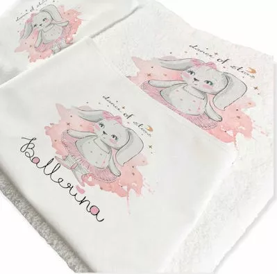 Λαδόπανα Βάπτισης Bonjour Bebe "20029_ballet-rabbit"
