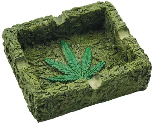 Τασάκι Ρητίνης Πράσινο Hemp Leaf Green 10x8cm