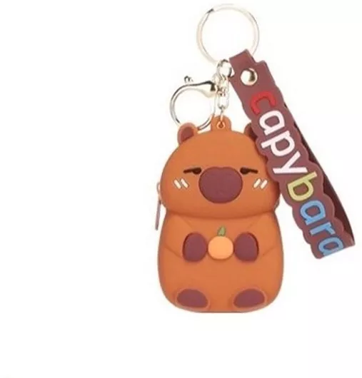 Πορτοφολάκι Μπρελόκ Pvc Charm Capybara Ροδάκινο Καπιμπάρα 9cm