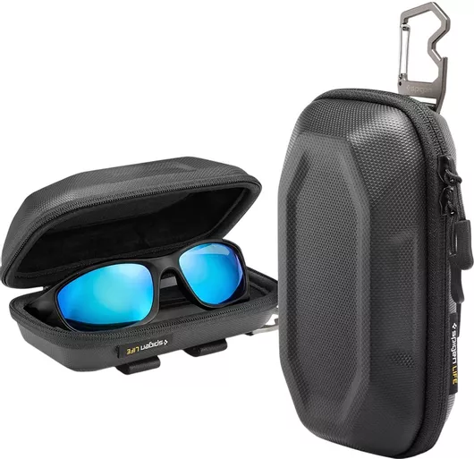 Spigen Sunglass Case Lock Fit Lf520 Acs09444 Universal Zipper Built In Metal Clip Bottle Opener Black