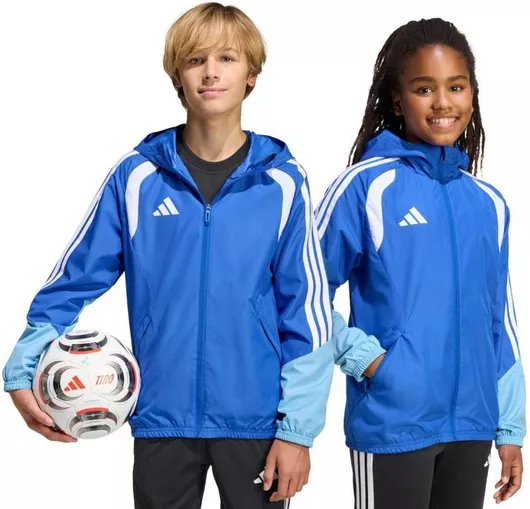 adidas Αδιάβροχο Παιδικό Αθλητικό Μπουφάν Αντιανεμικό με Κουκούλα Blue